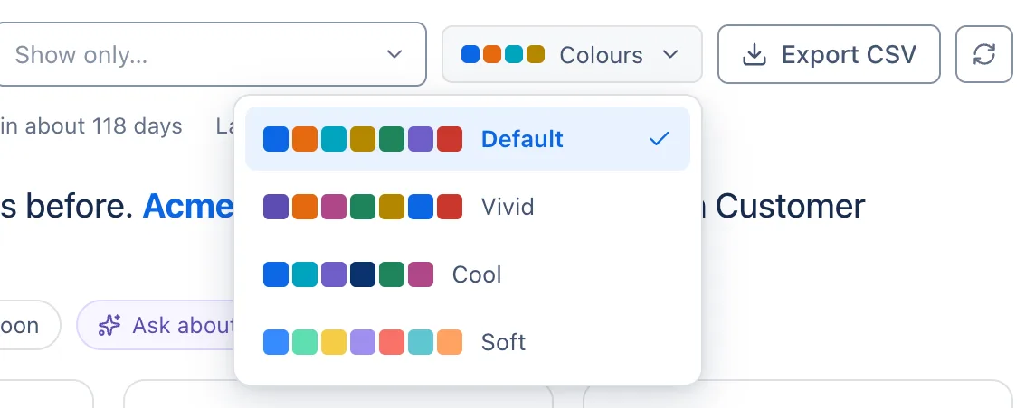 Colours: Default, Vivid, Cool and Soft.