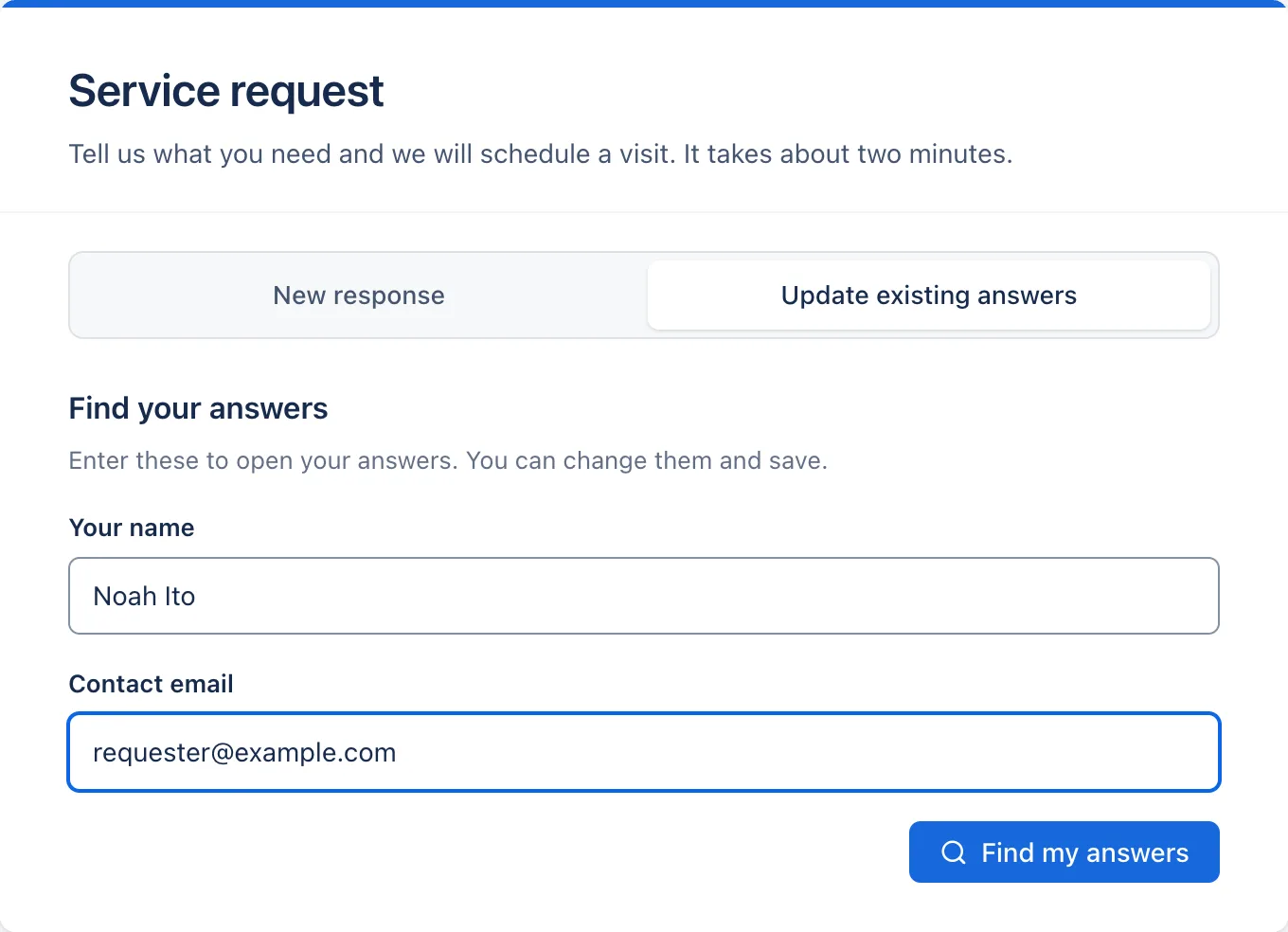 Find your answers: two answers open the item.